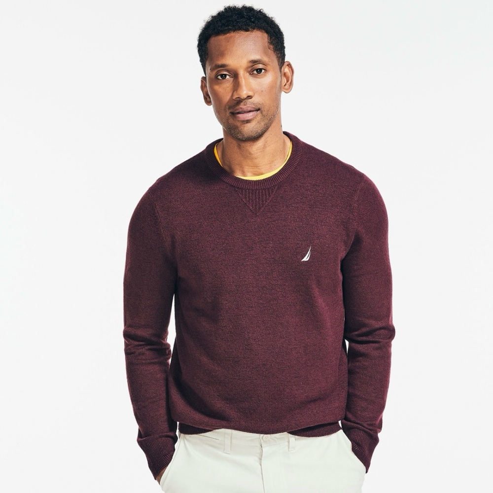 Nautica men’s XL knit pullover, long sleeve sweater crewneck crimson red color